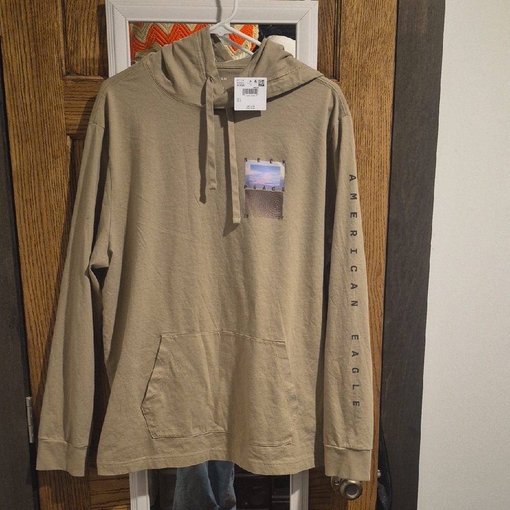 American Eagle Outfitters Men's Tan Hoodie